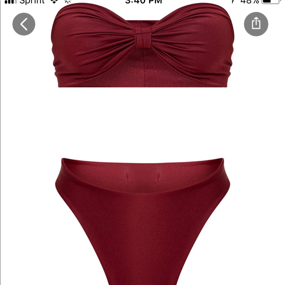 Burgundy Bow Top Bikini Set☀️